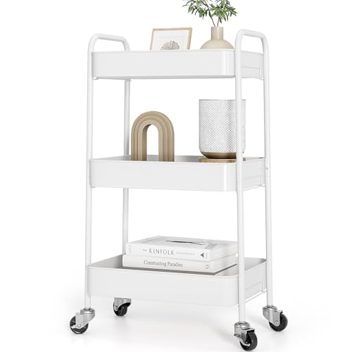 Modern TOOLF 3-Tier Rolling Cart - Metal Utility Storage Organizer Collection
