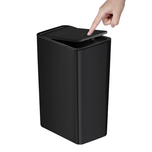 TIPGO Bathroom Trash Can with Lid, 10 Liter/ 2.6 for Daily Use