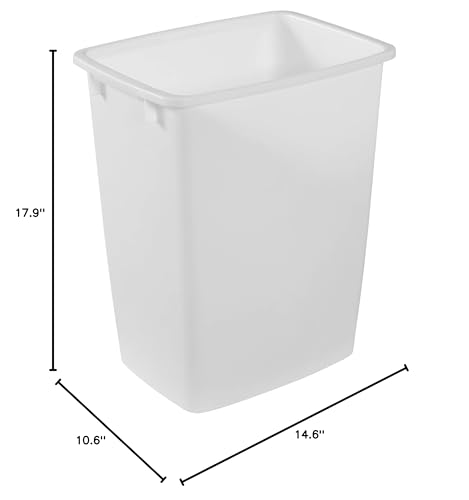 Rubbermaid Small Kitchen Bathroom Trash Can, 9 Gallons, White, for Daily Use
