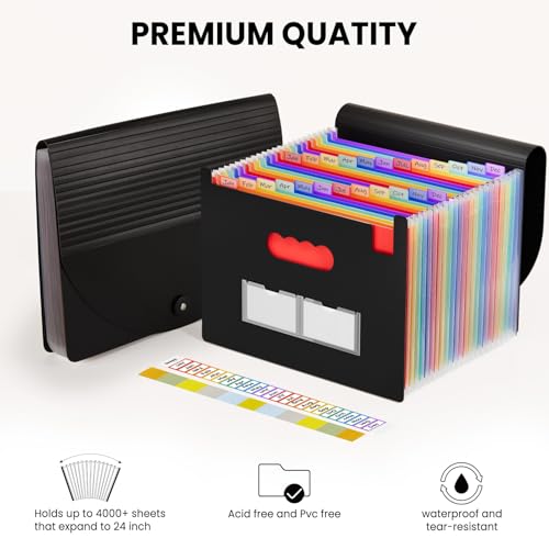 Eco-Friendly Sooez 24 Pockets Expanding File Folder with Collection