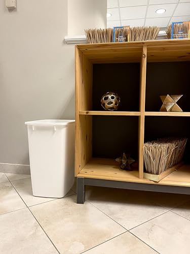 Rubbermaid Small Kitchen Bathroom Trash Can, 9 Gallons, White, for Daily Use