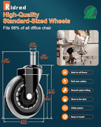 Modern RidRed Office Chair Wheels - Replacement Rubber for Daily Use