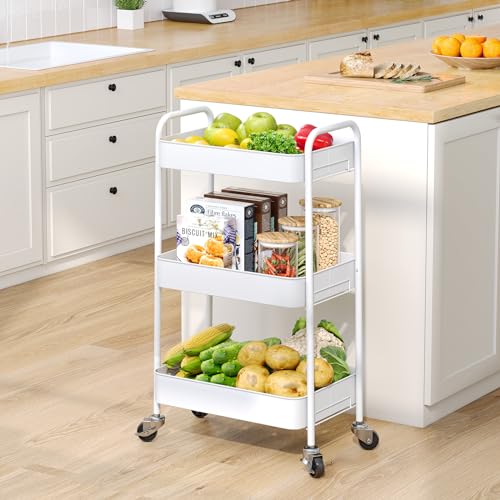 Modern TOOLF 3-Tier Rolling Cart - Metal Utility Storage Organizer Collection