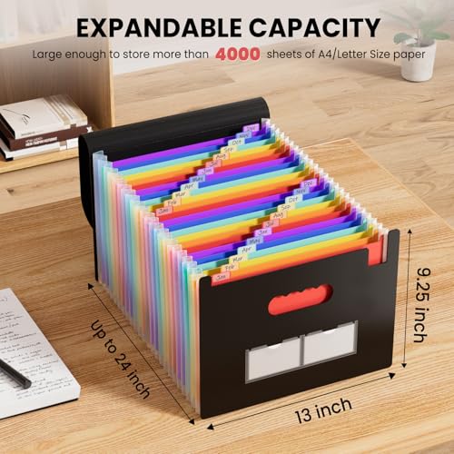 Eco-Friendly Sooez 24 Pockets Expanding File Folder with Collection