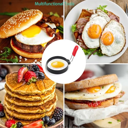 Eco-Friendly 3.5" Egg Rings Set of 2 with Silicone Handle, for Daily Use