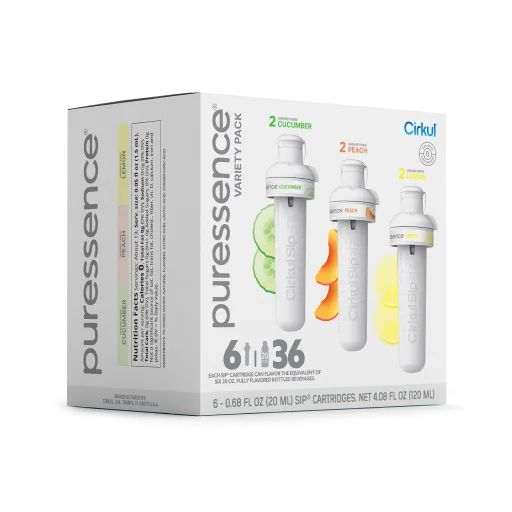 Refreshing Electrolyte Puressence 6-Pack Variety Pack 3T3F - Zero-Calorie Multi-Flavor Sip Pods for Water Bottle Detail